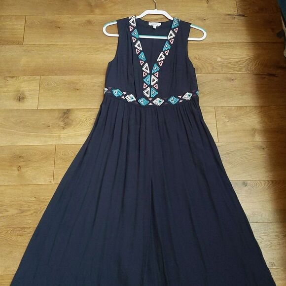 &Other Stories Blue Embroidered Maxi Dress sz 10 - Picture 10 of 13